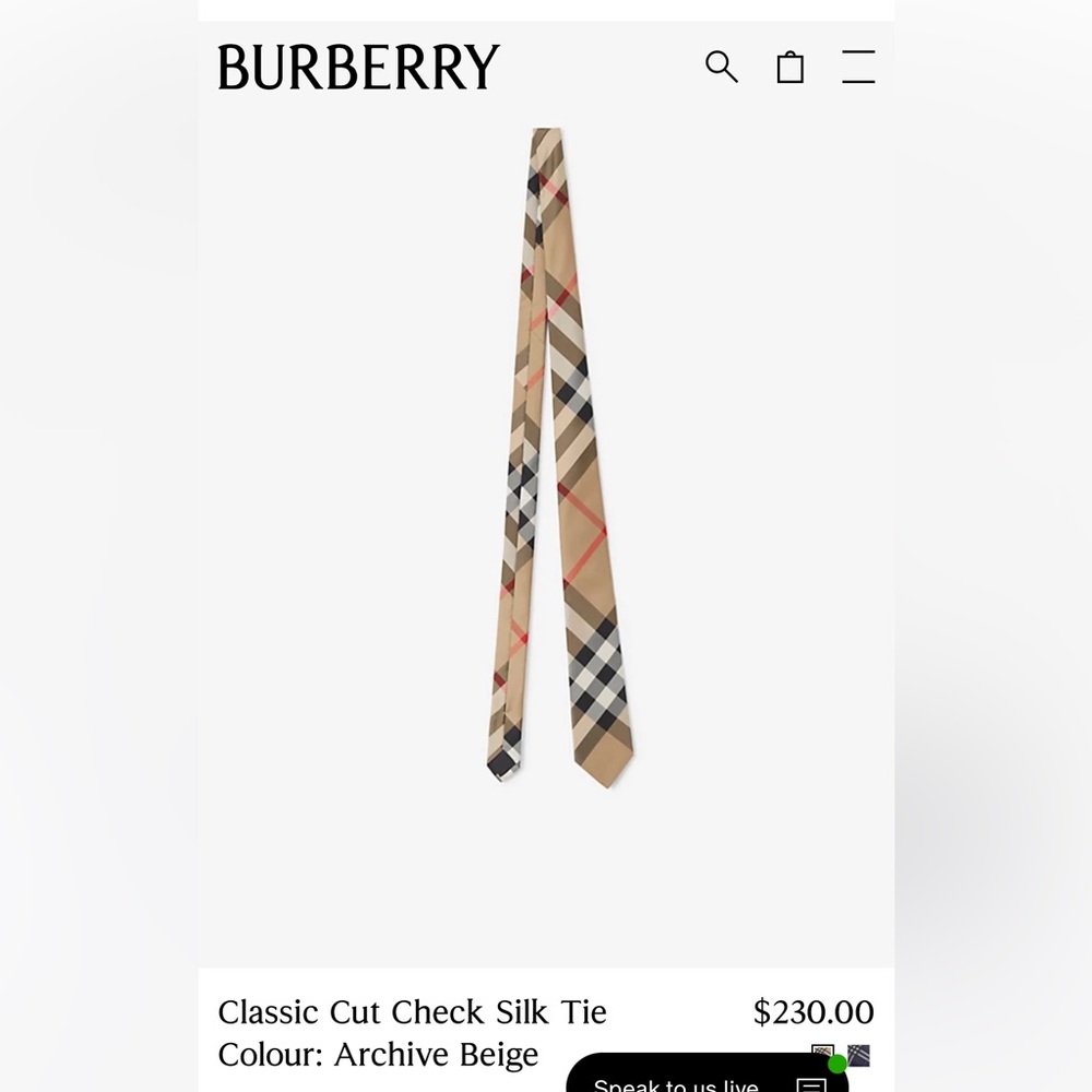 Classic Cut Check Silk Tie
Colour: Archive Beige like new